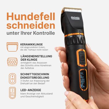 Машинка для стрижки собак RAGI - бездротова, тиха, акумуляторна для собак та котів, чорна