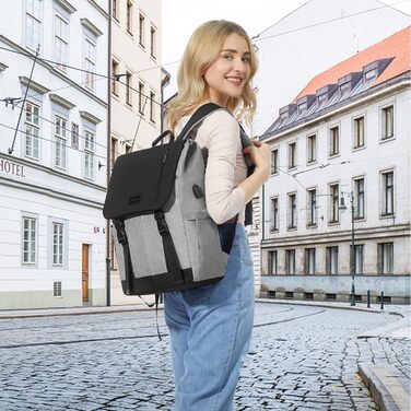 LOVEVOOK Рюкзак для жінок Елегантний 15.6 дюймів для ноутбука Водостійкий Шкільний рюкзак для дівчаток, підліток, рюкзак для жінок, рюкзак на кожен день, для університету, школи, подорожей, бізнесу (15.6 дюймів, Сірий, Чорний)