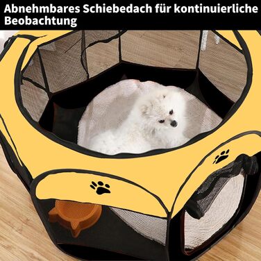 Клітка-вигул для цуценят та котів, клітка-вигул для собак, клітка для тварин (жовто-чорний, 6, 114x114x58 см)