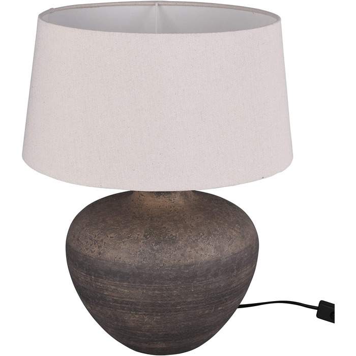 Торшер Reality Leuchten Lou R50961844: керамічний, коричневий, з абажуром кольору бежевого, висота 25 см (38 см), цоколь E14