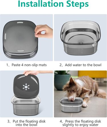 Миска для собак PETTOM 2L, проти проливання, чорна