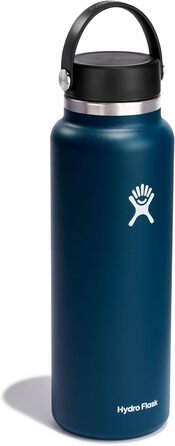 HYDRO FLASK - 1180ml (40oz) Water Bottle - Insulated Stainless Steel Water Bottle - Sports Bottle with Leakproof Flex Cap Lid & Strap - Dishwasher Safe Thermos - Wide Mouth Opening - Indigo