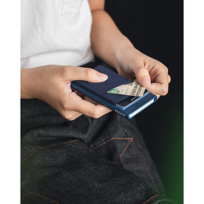 Чоловіче картхолдер VULKIT з RFID захистом: компактний гаманець для 5-7 карт та банкнот (Marine)