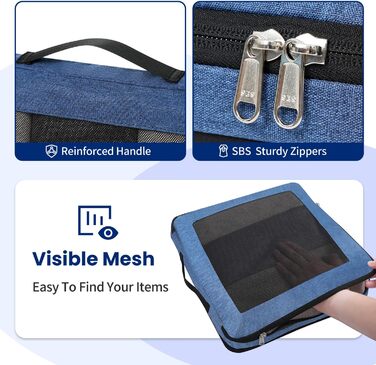 Набір кубиків-органайзерів для подорожей Prezon (4 шт., блакитно-зелений)