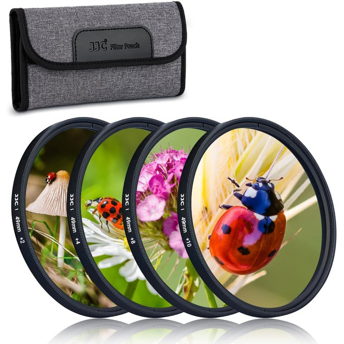 Фільтр JJC Close-up Lens Set для макрозйомки (49mm) (+2, +4, +8, +10) для Canon, Nikon, Sony, Olympus, Fuji DSLR