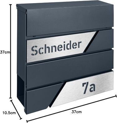 Поштовий ящик з газетницею з нержавіючої сталі, настінний, з замком та гравіюванням (срібний)