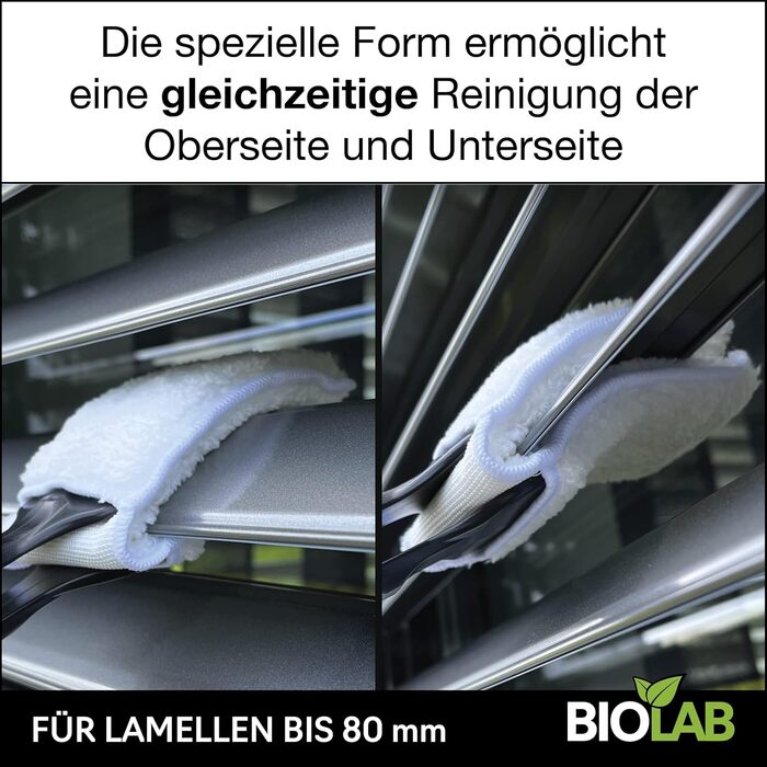 BIOLAB Venetian Blind Cleaning Tongs (incl. 2 Pads) and Blind Cleaning Brush (exterior), for cleaning blinds & Venetian blinds, blind cleaner, slat cleaner, Venetian blind cleaner
