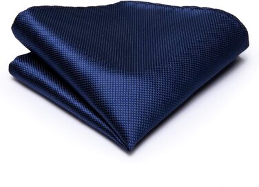 Набір краваток для чоловіків Hi-Tie (4 шт.): рожевий, синій, чорний, нагрудна хустинка, краватка, запонки, затискач для краватки (темно-синій)