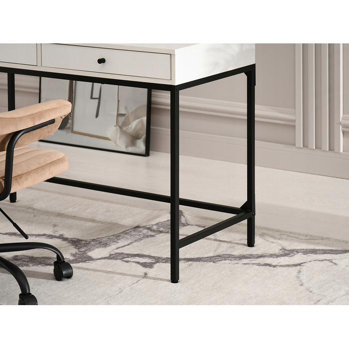 Прямокутний письмовий стіл Mebel-Partner 110 x 48 x 76 см, білий/чорний