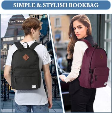 Шкільний рюкзак для підлітків: легкий, 15.6 дюймів, для ноутбука, чорний. Підходить для чоловіків, жінок, хлопців та дівчат, для школи, університету, подорожей та роботи. Об'єм 17,8 л.