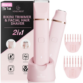 Електричний триммер для бікіні VG VOGCREST: безболісний жіночий депілятор для тіла, для рук, ніг, пахв та інтимної зони (рожевий, рожеве золото)