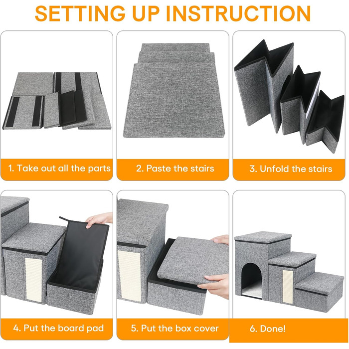 Сходинка для собак Petizer: складана, регульована висота, з коробкою для зберігання, для маленьких собак, кошенят та цуценят