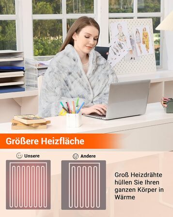 Електрична ковдра LinTimes з автовимкненням, 6 температурних режимів, таймер 10 годин, PV-велюр та Sherpa фліс, пральна, (Мраморний, 180 x 130 см)