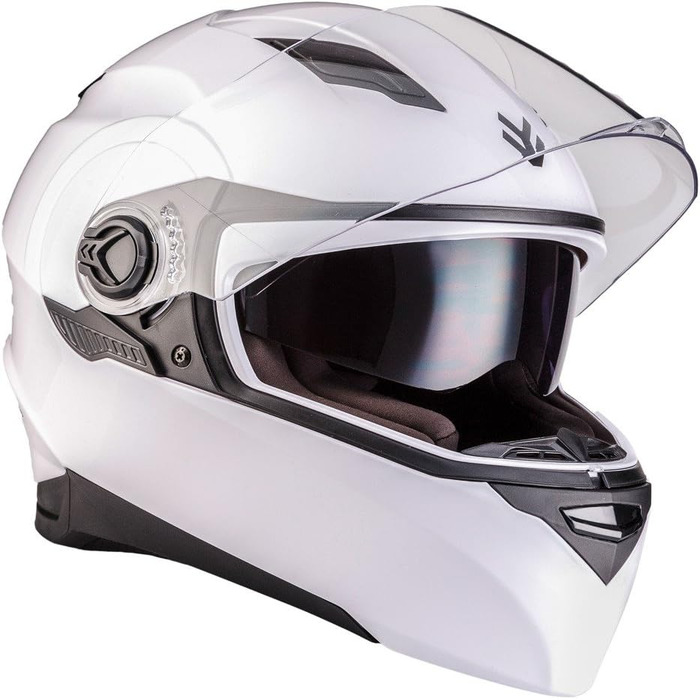 Мотошолом інтеграл ARMOR HELMETS AF-77, білий глянцевий, повнолицевий, ECE 22.05, сонцезахисний візор, швидкознімний замок, з чохлом, розмір XS (53-54 см) для мотоцикла, скутера, круїзера, спортбайка
