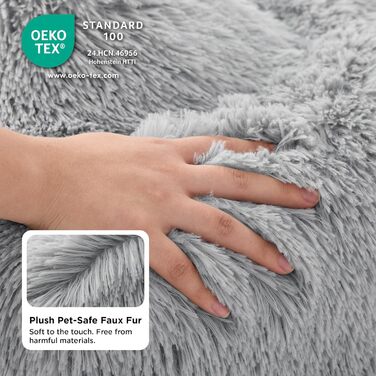 Кругле ліжко для котів та собак BEDSURE, діаметр 50 см, плюшеве, зручне, м'яке, для маленьких та середніх порід