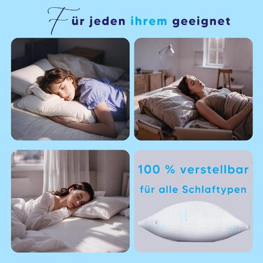 CloudÉtoile Memory Foam Pillow - Height-Adjustable Orthopedic Pillow with Shredded Memory Foam Ergonomic Neck Pillow, Side Sleeper Pillow, Neck Support Pillow (60x40cm)