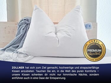 ZOLLNER 2-Pack Deluxe Down Pillow - Made in Germany – Suitable for allergy sufferers – Cover made of high-quality Mako cotton - washable up to 60°C - 60x80 cm - Hotel quality 60 x 80 cm 2-pack