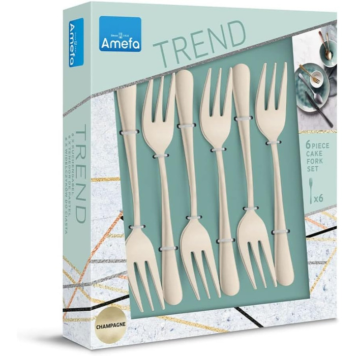 Набір ложок Amefa AUSTIN Latte Macchiato (6 шт.) | Стильний дизайн | Нержавіюча сталь з PVD покриттям | 19,8 см | Для лате макіато та чай лате