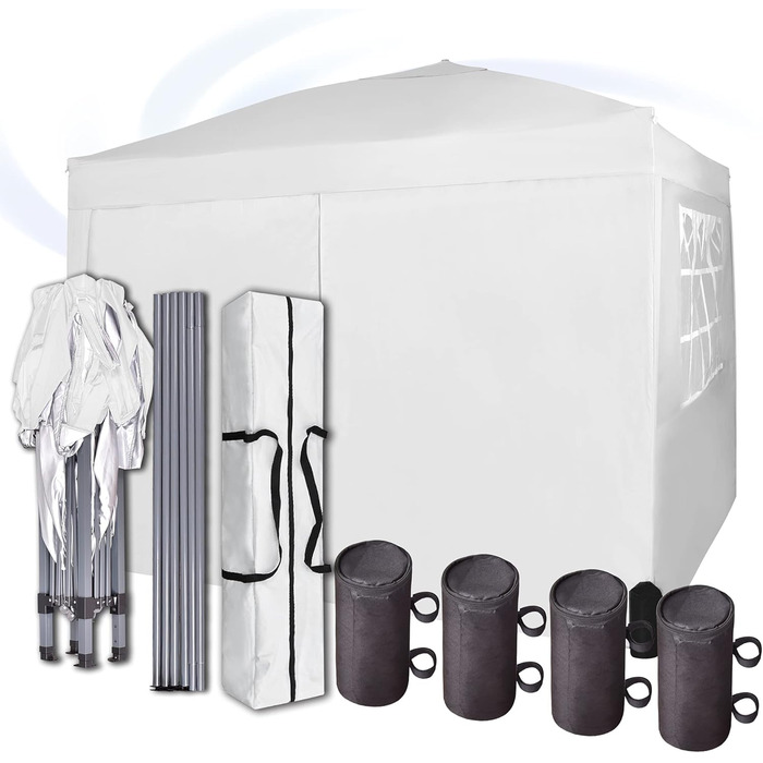 Pavilion with silver protective coating, waterproof, 3 x 3 m, White