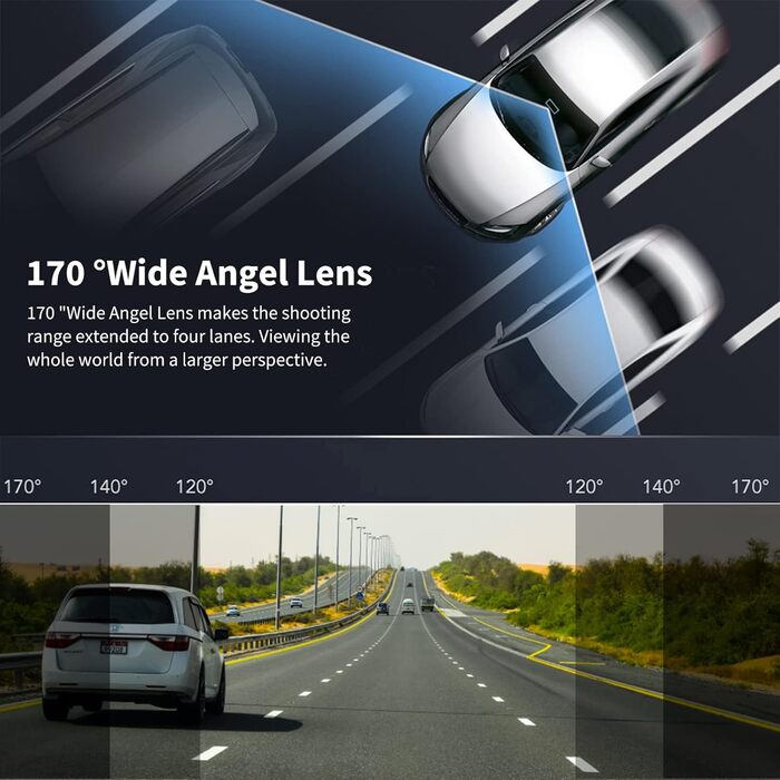 Авто Dash Cam Hikity: відеореєстратор для авто з широким кутом огляду 170°, нічне бачення, водонепроникний, сумісний з Android 15