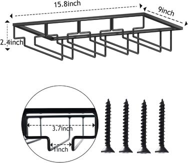 Стильна металева полиця для бокалів, підставка для бокалів, чорна полиця для зберігання бокалів, органайзер для кухні, бару (2 шт. з 2 підставками)