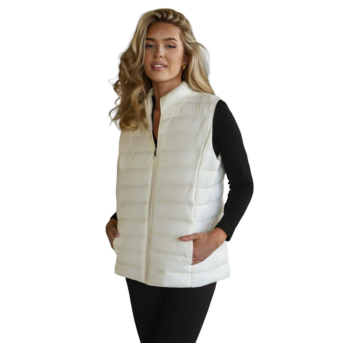 Жіноча степкова жилетка OZONEE з капюшоном, без рукавів, спортивна, тепла, для осені/весни, артикул 777/1765KA (L, Ecru)