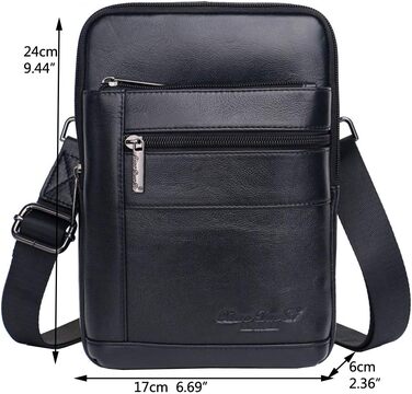 Шкіряна сумка-месенджер через плече Crossbody для чоловіків та жінок, чорна