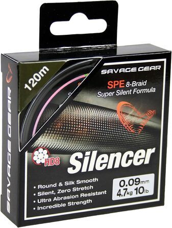 Braided Line SAVAGE GEAR HD8 Silencer Braid Fishing Line 120m/300m Top! (0.09mm / 120m / 4.7kg)
