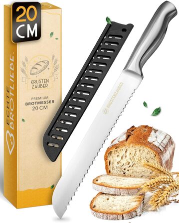 Ніж для хліба KRUSTENZAUBER з хвилястим лезом, 20 см, нержавіюча сталь. Великий ніж для нарізання хліба та булочок, для точного та легкого нарізання.