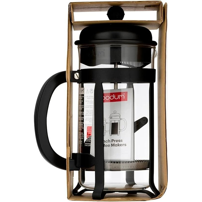 Bodum Java - кавоварка френч-прес, 8 чашок, 1 л, чорна, з нержавіючої сталі