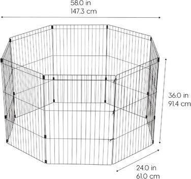 Клітка для собак IRIS OHYAMA 91.4 см, 8-панельна, для собак середніх та великих порід, портативна, чорна