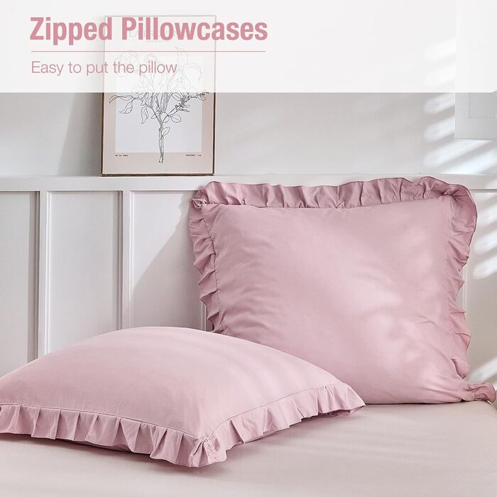 Комплект постільної білизни Lekesky 135x200 (4 частини) - сірий, з квітковим візерунком, мікрофібра, поліестер