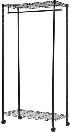 Amazon Basics Clothes Rack with Upper and Lower Shelves, Black, 91 x 45.6 x 180.2 cm