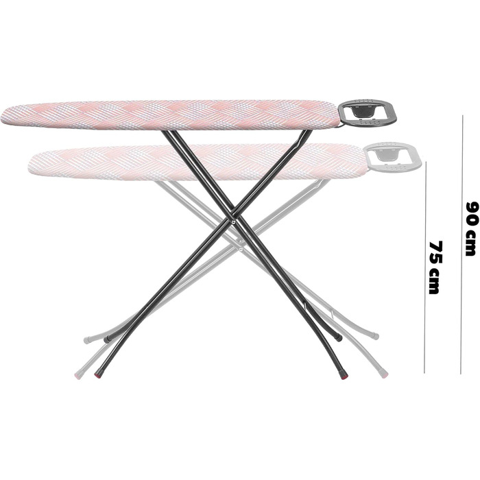 Прасувальна дошка KADAX 110x30 см, складна, з регульованою висотою, для дому, Made in EU (Лососевий)
