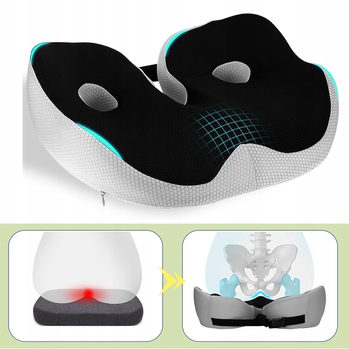 Подушка для сидіння з ефектом пам'яті (Memory Foam) та протиковзаючим покриттям