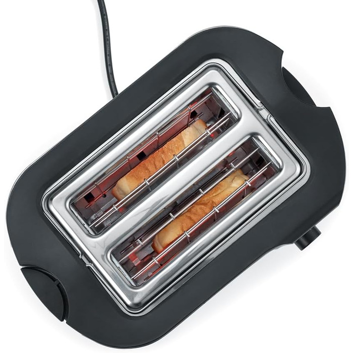 Тостер Severin AT 2589 з підігрівом для булок, 800 Вт, нержавіюча сталь, чорний