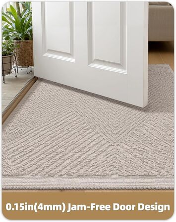 Килимок для дому COLOR&GEOMETRY 50x80 см, бежевий, миючий, для входу, внутрішній та зовнішній, рифлений візерунок