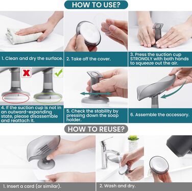 Набір мильниць з піддоном TAILI, 2 шт., сірий колір, витримують до 5 кг, без свердління, для ванної кімнати та кухні