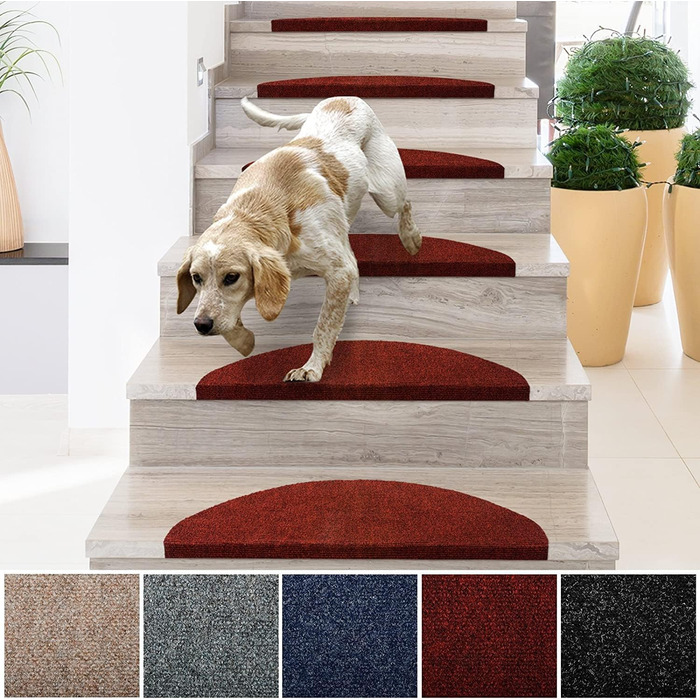 Сходинкові килимки Casa Pura - 15 шт. Самоклеючі, для внутрішнього використання, напівкруглі (Лейпциг)