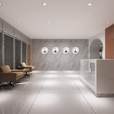 KWANWA Modern Wall Clock with No Ticking Sound • Digital LCD/LED Display • Calendar & Temperature • Battery Powered • 30.5cm • 12h Format, Perfect for Kitchen, Bedroom & Office (Silver Case, Red LED)