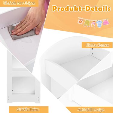 Дитяча шафа Dreamade з дзеркалом та штангою для одягу, 4 відкриті полиці, 93,5x38x100 см (Біла)