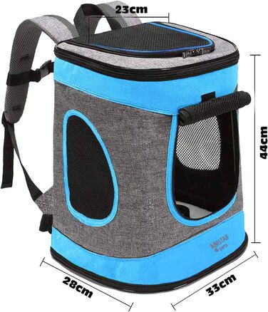 Складана переноска для собак та котів - транспортна сумка для подорожей на авто та літаку. Міцна переноска-рюкзак сіро-зеленого кольору (сіро-блакитного).