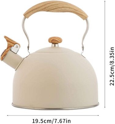 Чайник для плити Induktion 2.5L з дерев'яною текстурою, нержавіюча сталь, чайник-свисток Retro