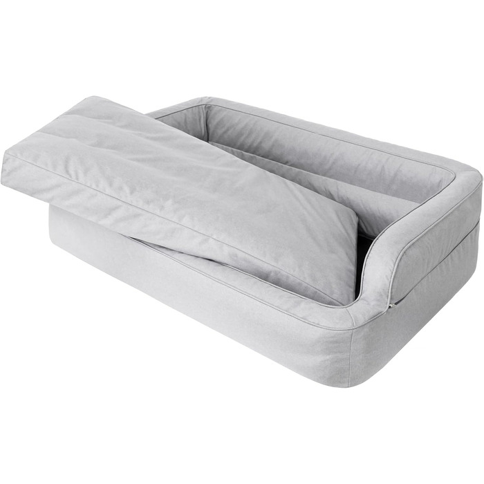 Dog bed, pet furniture, cat bed, removable cover, dog basket, dog cushion, dog lounger, sleeping places, dog sofa, XL: 96x62 cm (1: 78x47 cm, Ash)