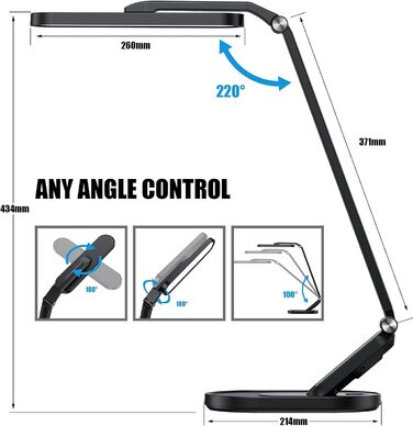 Торгова лампа JKSWT для догляду за очима, диммируемая, 5 режимів кольору, 72 LED, USB-порт, сенсорне керування, функція пам'яті, чорна