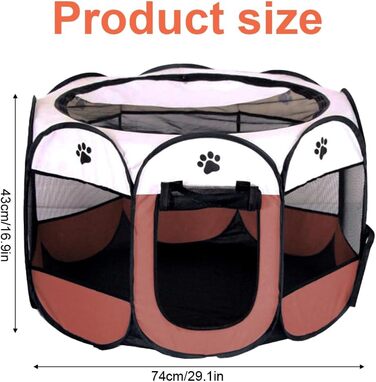 Клітка-забіг для собак LUFEIS, складана, водонепроникна, для дому та вулиці, підходить для собак, котів, дрібних тварин (колір: коричневий)