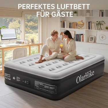 Надувний матрац OlarHike для кемпінгу та дому - 200 x 140 x 46 см, самонадувний, на 2 особи