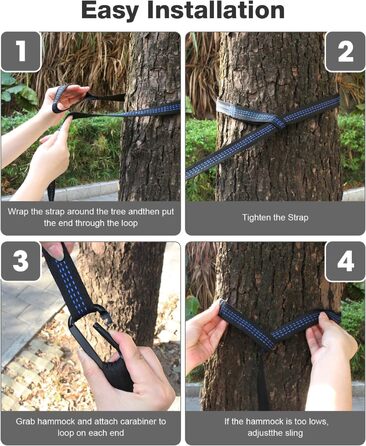 Гамак дорожній Camping 295x140 см, вантажність 350 кг, з карабінами та ременями, чорно-сірий