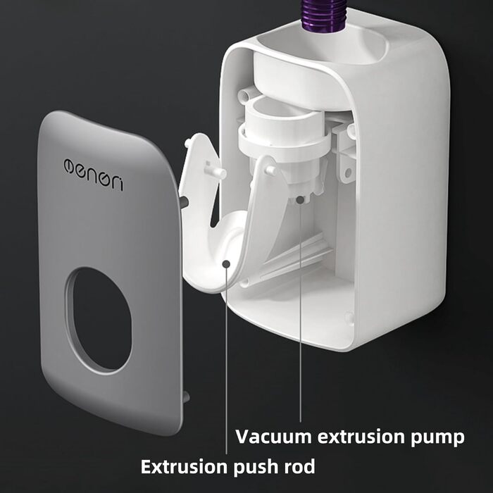 Toothbrush holder without drilling, wall mount, bathroom shelf, with 1 automatic toothpaste dispenser, 6 brush hooks, 1 cosmetic drawer, organizer, and ample storage space (1 dispenser + 3 cups) (1 Dispenser)