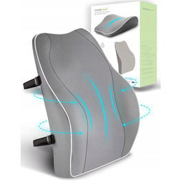 Ergonomічна подушка під поперек TRAVEL EASE з ефектом пам'яті, 40x43 см, сіра